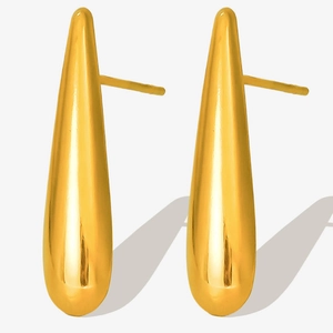 Minimalist golden teardrop earrings in 304 stainless steel with a mirror polished finish