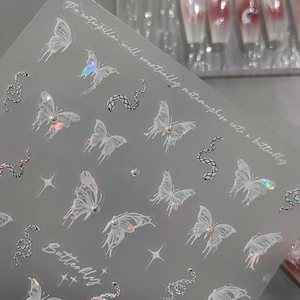 Autocollants 5D pour ongles papillon et serpent laser avec texture en relief 3D