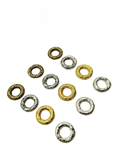Detailed relief patterns on antique silver and bronze alloy ring spacers for DIY jewelry
