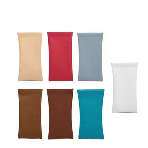 Set of minimalist leather eyeglass pouches in multiple colors with top stitching