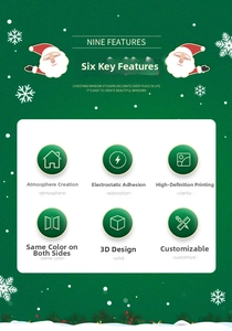Detail showing double-sided high-definition Santa Claus static window stickers for Christmas
