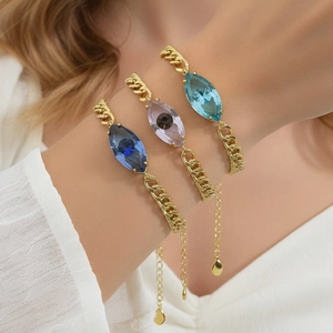 Böses Auge Panzerkette Armband Gold Vergoldetes Kupfer Strass Hip Hop Industrie Mode Schmuck Unisex Verstellbar Kette