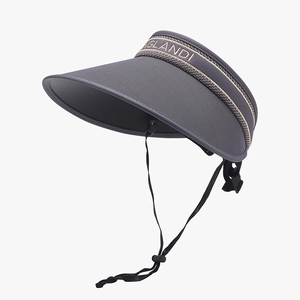 Dark grey sun visor hat with GLANDI embroidery and adjustable windproof drawstring