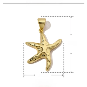 Detailed parameter view of a gold starfish copper pendant with 25mm height and 20mm width