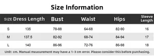 Size chart detail for sleeveless off-shoulder dress with bust and waist measurements