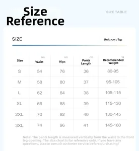Guide des tailles pour short de yoga 2 en 1 femme, mesures détaillées du S au 3XL