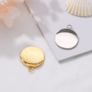 Pendentifs ronds en acier inoxydable doré et argenté pour la création de bijoux