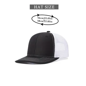 Size chart for the trucker hat showing head circumference range of 56 to 58 cm