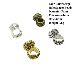 7mm Tibetan silver spacer beads with rhombic pattern for DIY jewelry making sets
