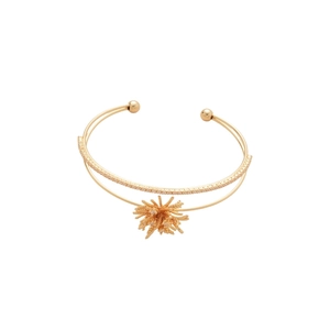 Elegant gold double-layer zircon firework open bangle with minimalist sparkling star design