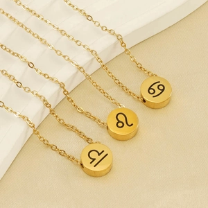 Collane minimaliste in acciaio al titanio dorato con ciondoli segni zodiacali da donna