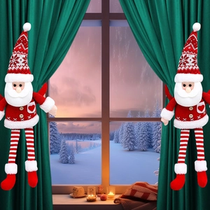 Paar Weihnachts-Vorhangschnallen im Weihnachtsmann-Design mit roten und weißen Details