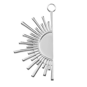 Detail shot of silver sunflower pendant with 18k vacuum plating for DIY jewelry