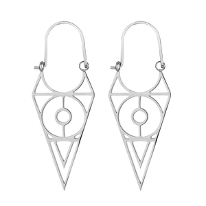 Stainless Steel Triangle Eye Drop Earrings Simple Geometric Hollow Jewelry For Women Fashion Commuter Boho Style