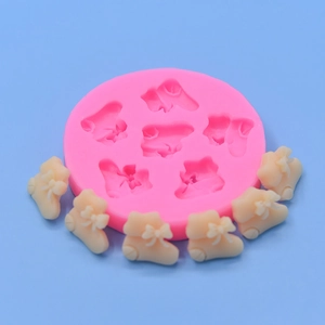 Stampo in silicone rosa per stivali natalizi e decorazioni in pasta di zucchero