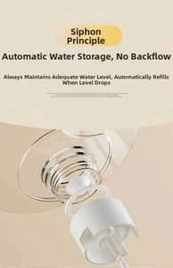 Detail of the siphon hydration system with durable metal spring for automatic pet waterer