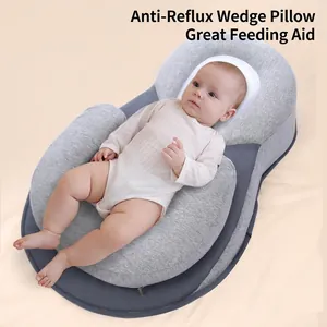 Cuscino Anti Rigurgito Neonato Allattamento Pendenza Modal Cotone Mesh 3D Ergonomico Forma U Supporto Sonno Neonati