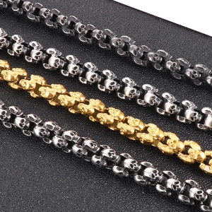 Vintage punk skull pendant necklaces in gold, silver and aged metal finishes