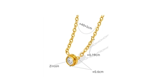 Detail of 18K gold plated chain with 0.6cm zircon pendant and size measurements