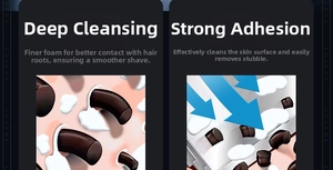 Detail illustration of shaving cream foam capturing stubble for deep skin cleansing