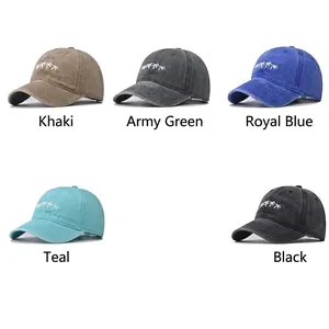 Casquette vintage délavée avec broderie de palmiers disponible en cinq couleurs