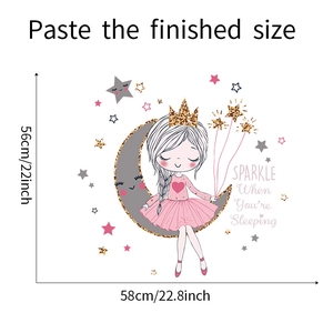 Detail der Prinzessin Mond Wandtattoo mit Sparkle Spruch und Maßen 56x58cm