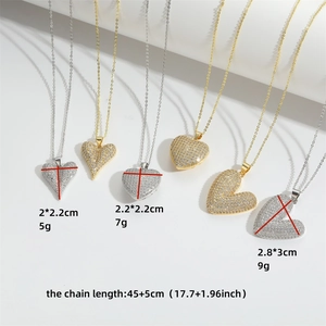 Sparkling heart pendant necklaces in three sizes with gold and silver finish options