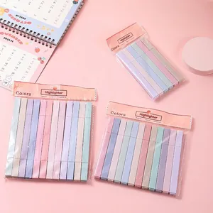 Pastel Morandi highlighter set in transparent pouch with square barrel design