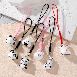 Cute Cartoon Animal Pendant Metal Zinc Alloy Panda Rabbit Cat Onigiri Phone Strap Bag Charm Kawaii Accessory