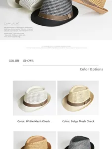 Grille détaillée de chapeaux de paille texturés ajourés en beige, crème, noir et brun