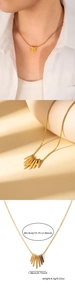 Vue détaillée du collier pendentif géométrique doré avec dimensions 40+6cm et poids 6,3g