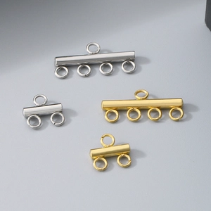 Polished stainless steel multi-strand jewelry connectors in gold and silver finishes