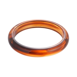 Minimalist amber acrylic geometric round bangle with translucent vintage resin texture
