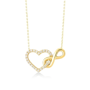 S925 sterling silver heart and infinity necklace with sparkling zircon pavé
