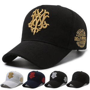 Cotton Baseball Cap With 3D Gothic Embroidery High Top Curved Brim Adjustable Outdoor Streetwear For Men Women