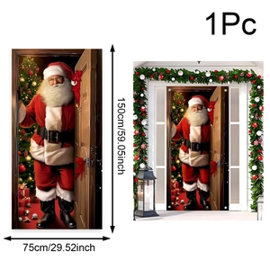 Detailed view of Santa Claus garden flag with dimensions showing 150x75cm for Christmas decor