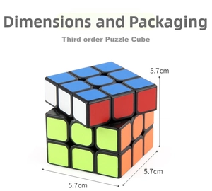 Detailed dimension view showing the 5.7cm size of the 3x3 educational puzzle cube toy