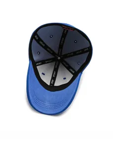 Detail view of the breathable blue baseball cap interior with SPORT reinforced seams