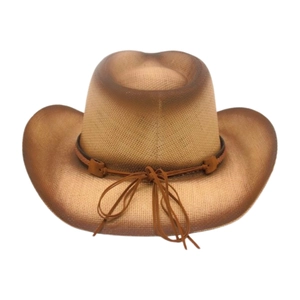 Chapeau de cowboy classique en paille avec finition vieillie et détail de nœud élégant