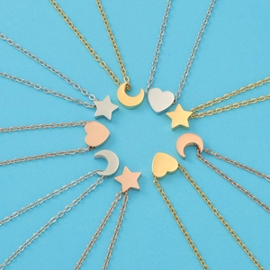 Golden and silver stainless steel necklaces with star, moon, and heart pendants
