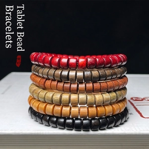 Bracelet En Perles De Bois Naturel Santal Ébène Santal Vert Perles Tablette Polies Bijou Style Ethnique Rétro Unisexe