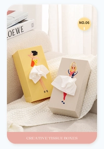 Vue détaillée de la boîte à mouchoirs créative avec un effet de jupe en 3D