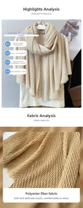 Close-up of pleated beige polyester scarf fabric texture with fine fringe detail