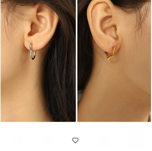 Exaggerated silver heart and gold star stainless steel earrings for fashion jewelry