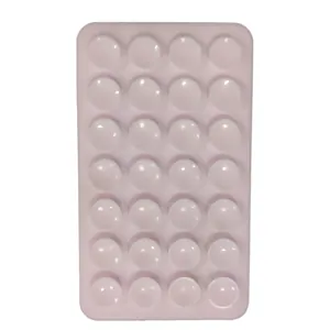 Pink double-sided square silicone suction cup pad with 24 non-slip vacuum grips