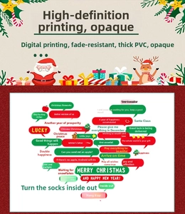 Detailed Christmas stickers featuring festive greetings and cartoon holiday illustrations
