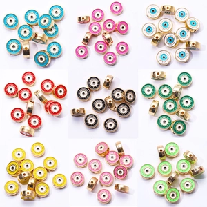 Macro shot of colorful round alloy evil eye beads for handmade jewelry DIY necklaces