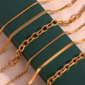 Minimalist 18K Gold Plated Stainless Steel Chain Bracelet For Women Fashion Stackable Jewelry Gift Snake Box Figaro Link Bracelet