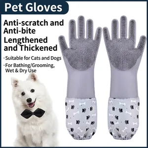 Silicone Cleaning Gloves With Built-in Scrubber For Dishwashing Pet Bathing Household Scrubbing Heat Resistant Waterproof