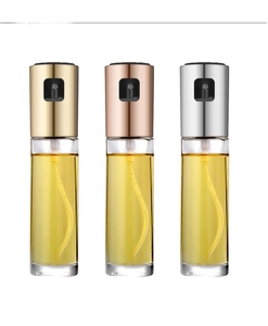 Kitchen oil sprayer set in gold, rose gold and silver finish with glass spray bottles